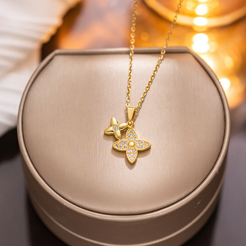 Double Flower Gold Necklace Double Flower Gold Necklace