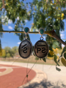 Cattle Brand w/Turquoise Dangle Earrings