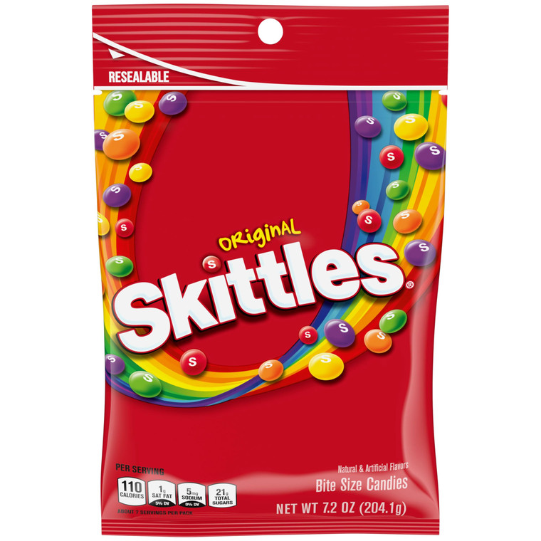 SKITTLES ORIGINAL PEG BAG 7.2 OZ - 12 PACK