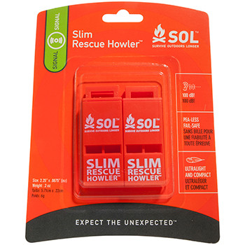 SOL Slim Rescue Howler Whistle 2 Pack