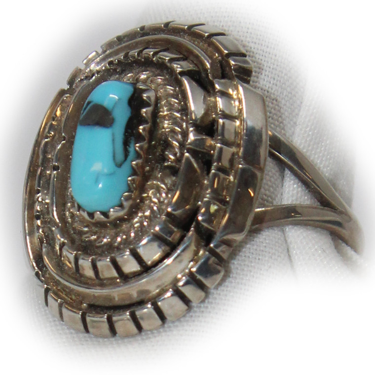 Cutout Sterling & Turquoise Ring