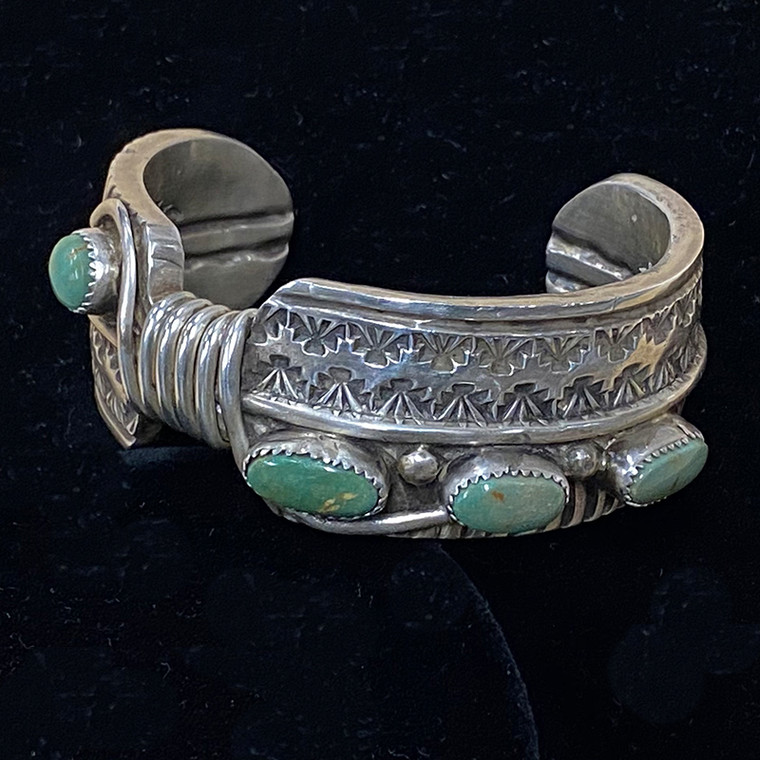 Large Feather cuff w/turquoise