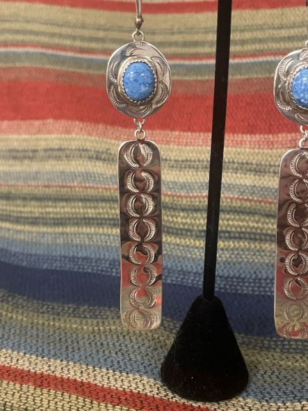 Denim Lapis & Silver Dangles