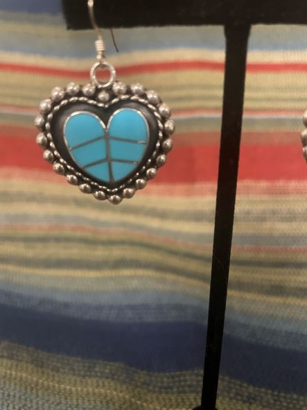 Turquoise InlayHeart Dangles