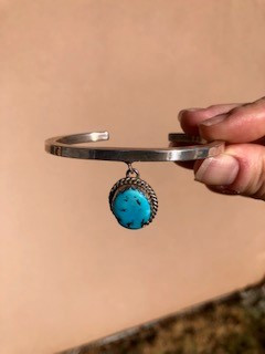 Sterling cuff w/ Dangle Stone Bracelet