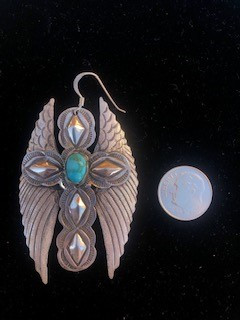Cross & Wings Earrings w/Turquoise