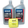 OEM Kohler Oil Change Kit (2) SAE 10W30 Engine Oil & 5205002-S Oil Filter