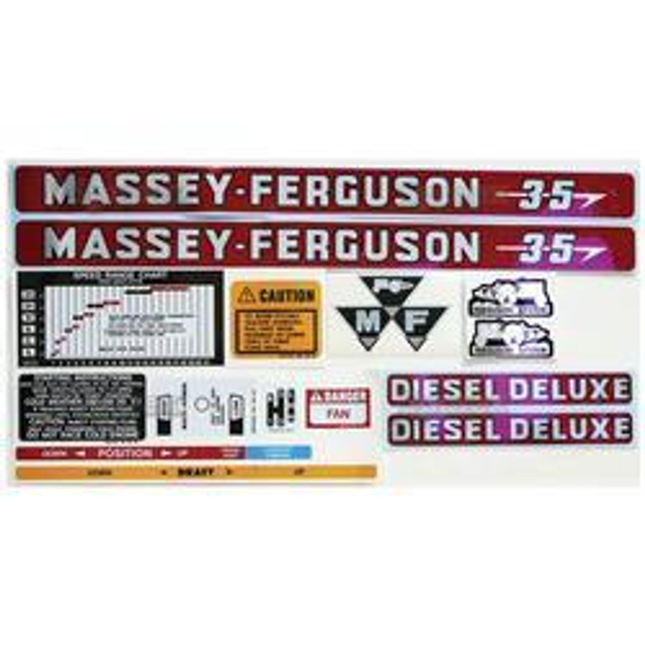 New Massey Ferguson 35 Diesel Deluxe (Separate) Decal Set