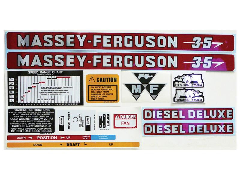 New Massey Ferguson 35 Diesel Deluxe (Separate) Decal Set
