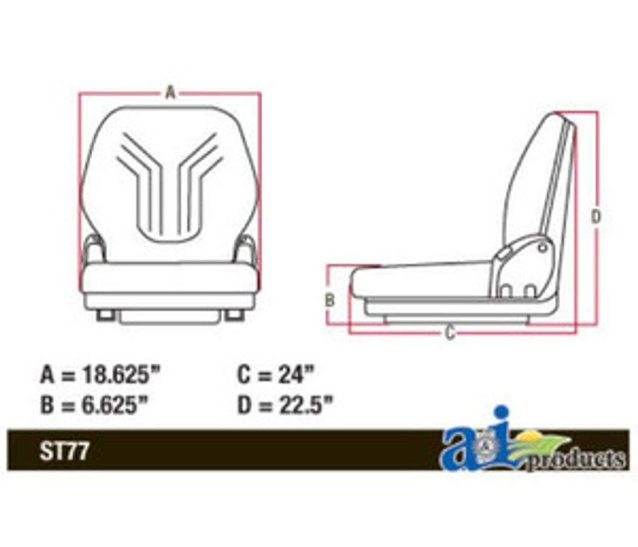 Grammer Universal Charcoal Matrix Cloth Tractor Seat MSG75GGRC