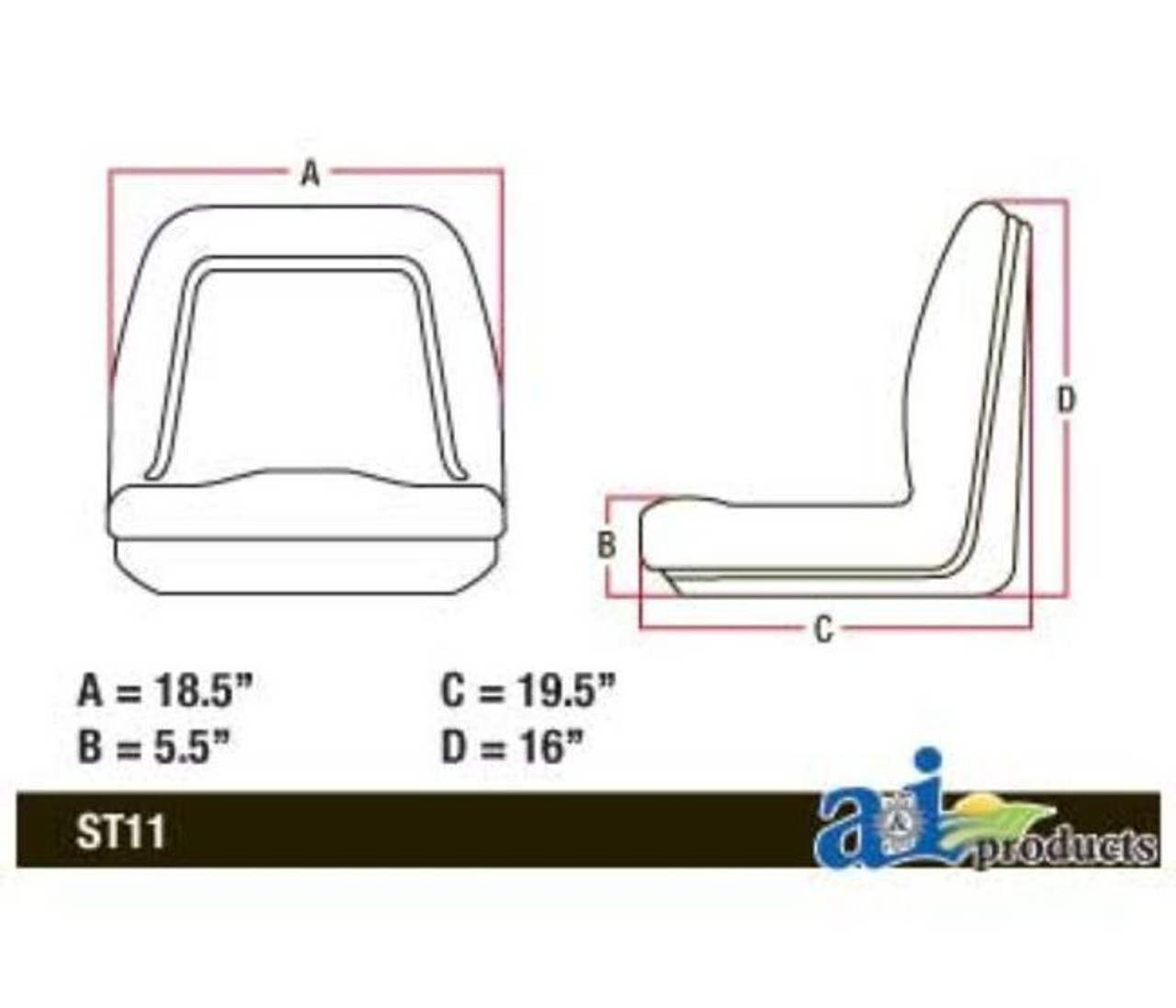 Universal Gray Deluxe Lawn Mower High-Back Seat TM555GR