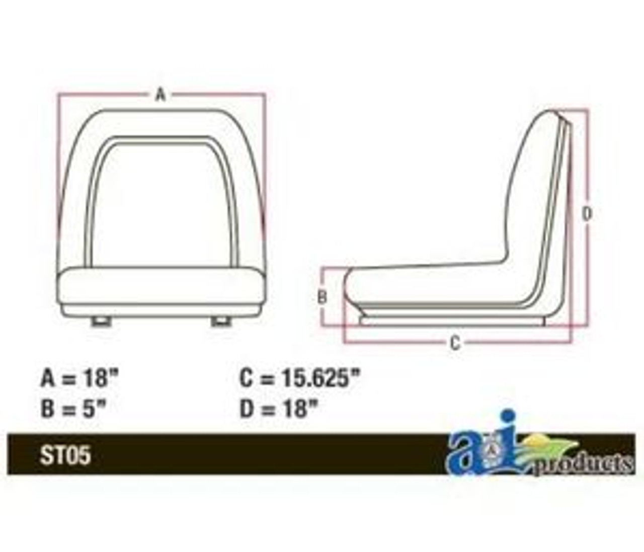 Michigan Style High Back Seat TMS111YL Fits Compact Tractors