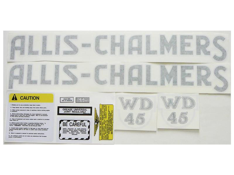 New Allis Chalmers WD45 Complete Decal Set (Black Letters)
