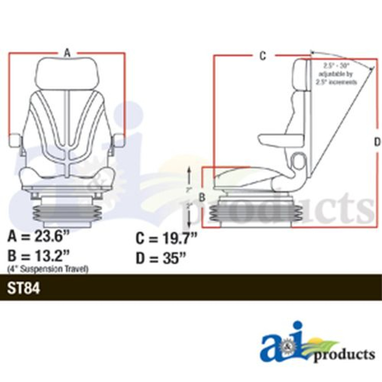 Seat, F10 Series, Mechanical Suspension / Armrest / Headrest / Black Vinyl