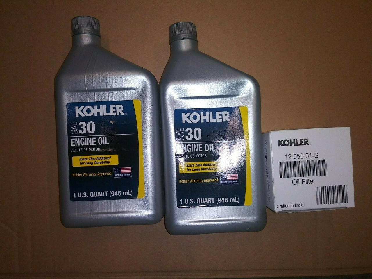 OEM Kohler Oil Change Kit (2) SAE 30 Engine Oil & 1205001-S Oil Filter