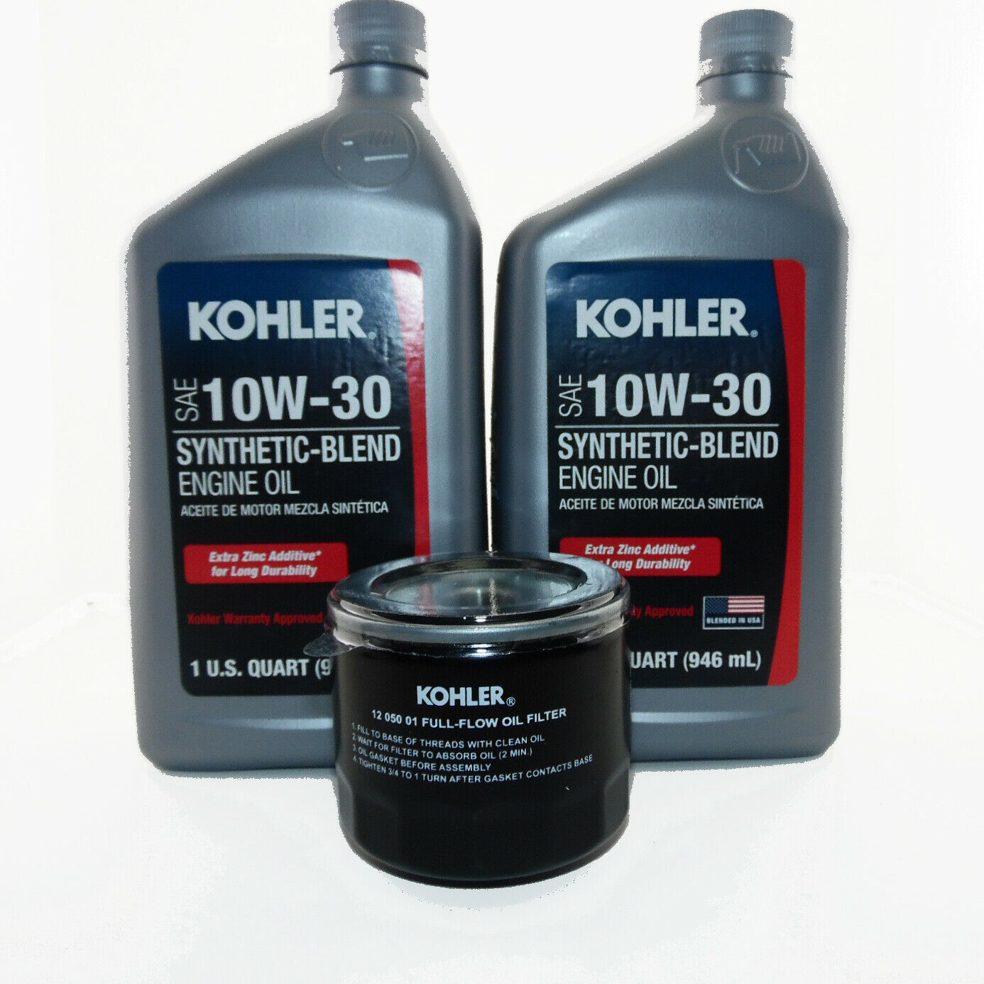 OEM Kohler Oil Change Kit (2) SAE 10W30 Engine Oil & 1205001S Oil