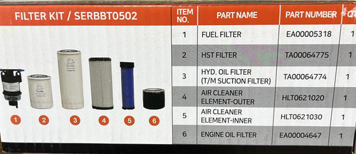 Bad Boy Tractors OEM 50 Series Filter Kit SERBBT0502 Models 5045H 5045CH 5055H 5055CH Hydro