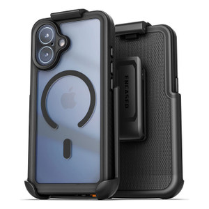 Encased Titan Waterproof Case iPhone 17 with Belt Clip Holster - Black/Clear