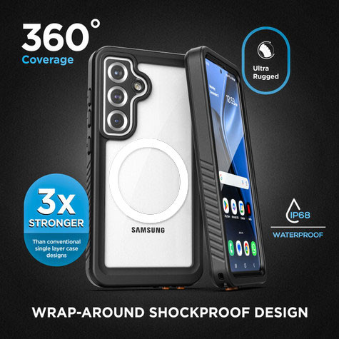 Encased Waterproof Case Samsung Galaxy S25+ Plus with Belt Clip Holster - Black