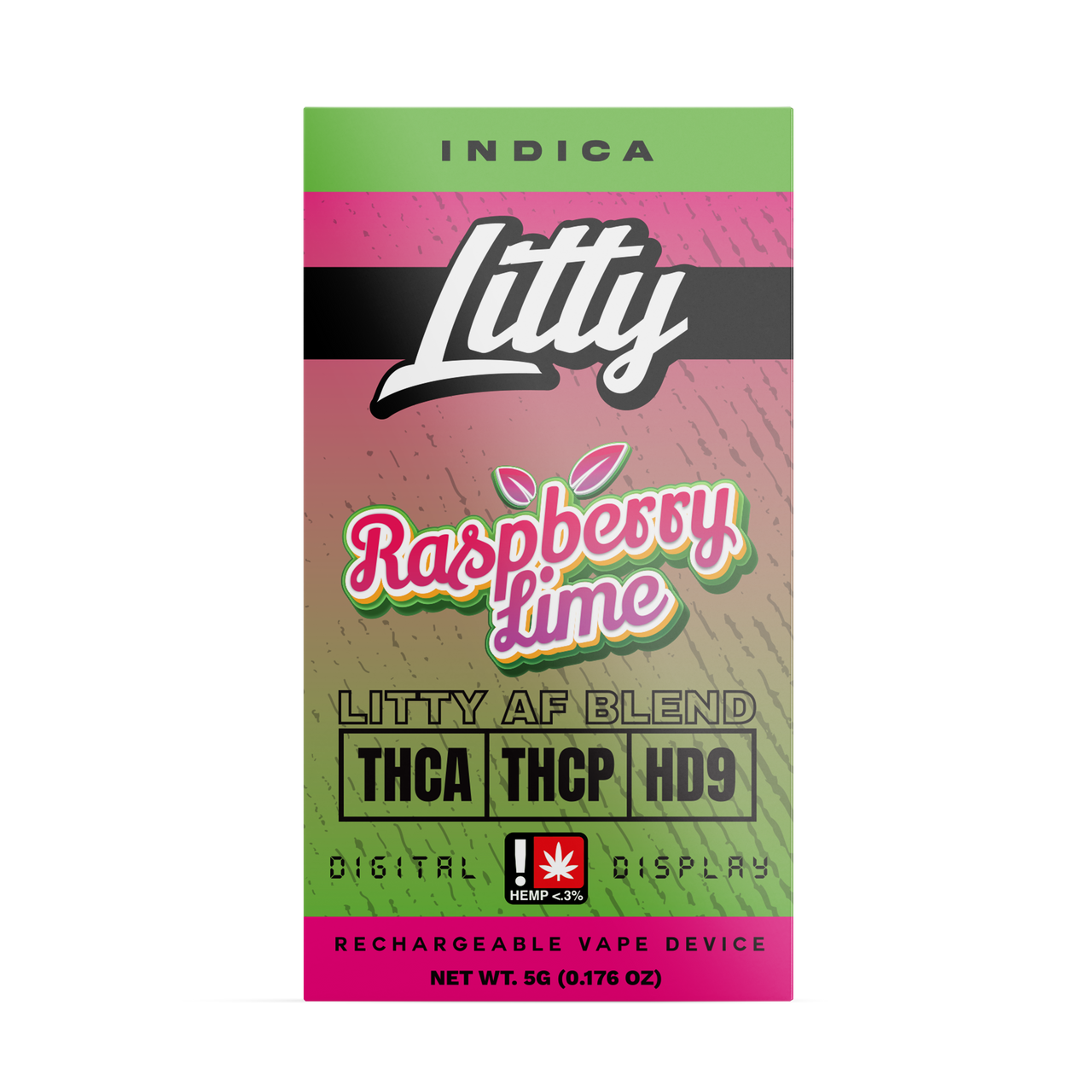 Litty THC-A Indica Raspberry Lime 5 Gram Disposable Vape Pen