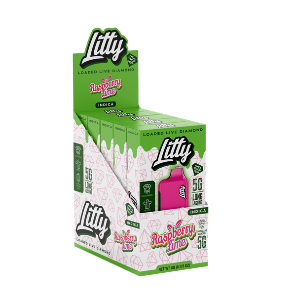 Litty THC-A Indica Raspberry Lime 5 Gram Loaded Live Diamond Vape Pen