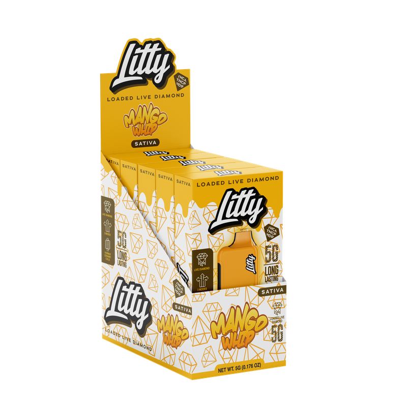 Litty THC-A Sativa Mango Whip 5 Gram Loaded Live Diamond Vape Pen