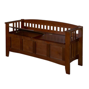 Split Seat Storage Accent Bench in Walnut Wood Finish Q280-LHDSB152981