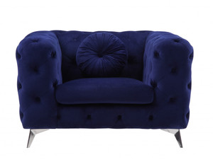 41" Blue Fabric And Black Tufted Arm Chair N270-515795