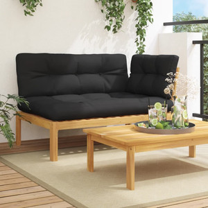  Patio Sofa Black and Natural Wood Solid Acacia wood, Polyester Fabric A949-3324790