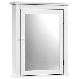 Bathroom Mirror Cabinet Wall Mounted Adjustable Shelf Medicine Storage-White - Color: White D681-HW59321WH