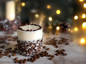 Coffee Scented Soy Candle: Real Coffee Beans, Handmade Decor  boyfriend birthday | valentines gift H652-1045