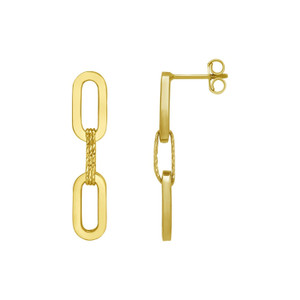 14K Yellow Gold Mini Diamante Paperclip Earrings P150-1850