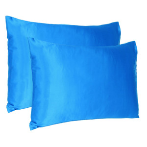 Blue Dreamy Set Of 2 Silky Satin Queen Pillowcases N270-387887