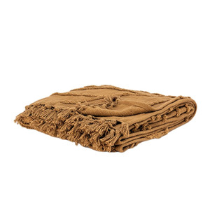 Camel Woven 100% Woven Textured Cotton Throw Blanket N270-518834