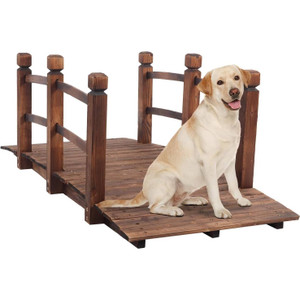 Outdoor 5-foot Solid Fir Wood Garden Bridge in Rustic Brown Finish Q280-VFGBCW81326954