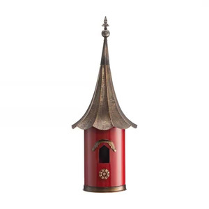 Red Metal Birdhouse with Copper Bronze Finish Gramophone Roof Q280-THFMPB67145839