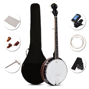 5-String Geared Tunable Banjo with case - Color: Black D681-MU10052