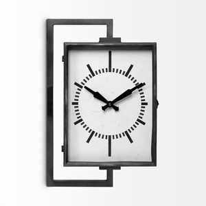 Rectangular Large Black Industrial Style Wall Clock N270-376249