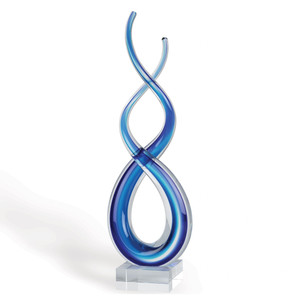 11" Clear and Blue Murano Glass Modern Abstract Tabletop Sculpture N270-376069