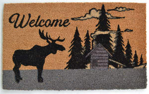 18" X 30" Brown and Black Coir Woodland Welcome Outdoor Door Mat N270-555564