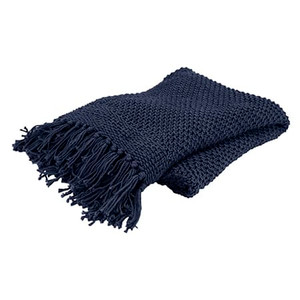 50" X 50" Indigo Woven Cotton Throw Blanket N270-519075