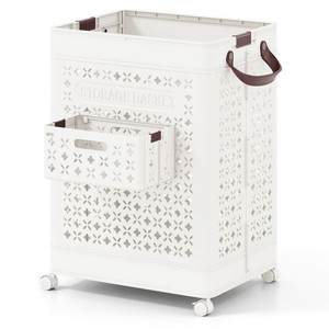Collapsible Laundry Basket 20 Gallon Plastic Storage Bin-White - Color: White D681-BA8365WH