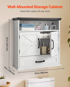 Bathroom Wall Cabinet, 2 Doors & Adjustable Shelf, Over the Toilet Storage Medicine Cabinet Wall Mo E415-BDMJG2JYJGB2Z3VSD001V0