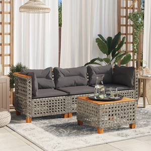 Garden Sofa Set of 3 Grey PE rattan 3-seater Modular A949-365939