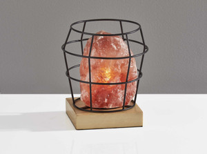 8" Himalayan Salt Accent Lamp With Black Cage Shade N270-372915