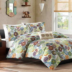 King size Multi Color Paisley 4 Piece Bed Bag Comforter Set Q280-MZCS8196511