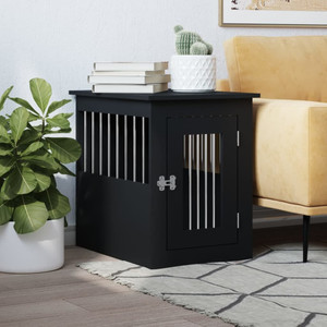 Dog Crate Furniture Black Engineered wood, Steel 17.7x24.4x23.2 in A949-838310