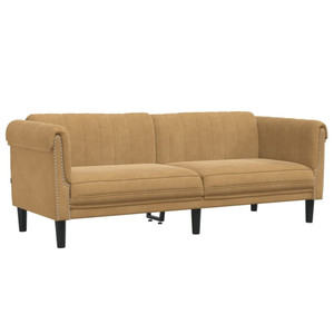 Sofa 3-Seater Brown Faux Suede Leather A949-372594