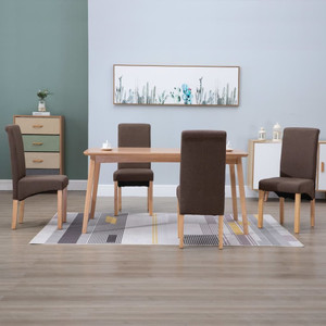 Dining Chair Set of 4 Brown Fabric and wood Standard Ergonomic A949-249274