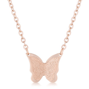 Breanne Rose Gold Stainless Steel Rose Gold Butterfly Necklace R599-N01312AV-V00